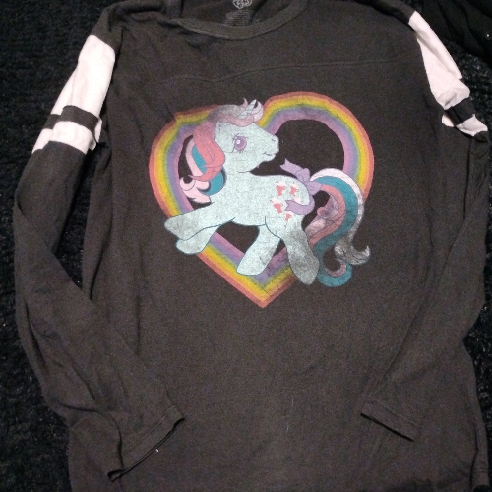 My Little Pony Black Tee with Pony and Heart Rainbow